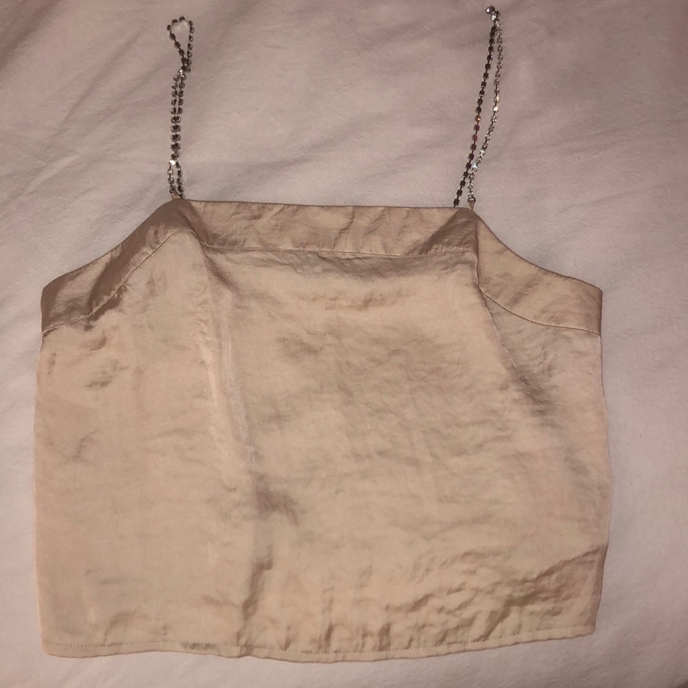 Urban Outfitters Satin Rhinestone-Strap Cami